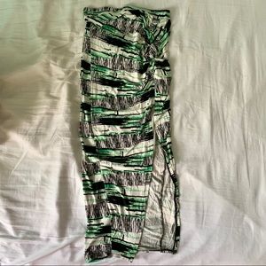 Green, Black, & White Maxi Skirt